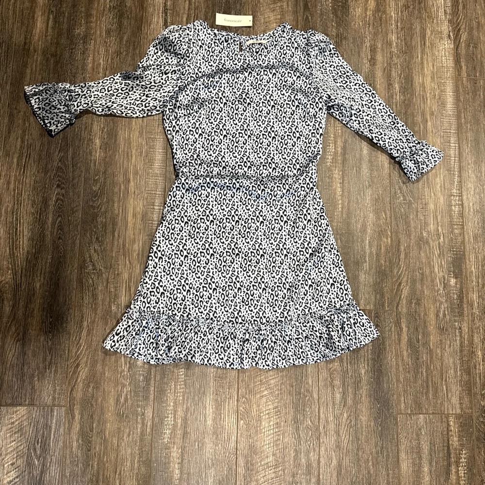 Francesca's Collections Black and White Mini leopard print Dress